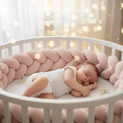 Bébé dort paisiblement tour de lit tresse rose