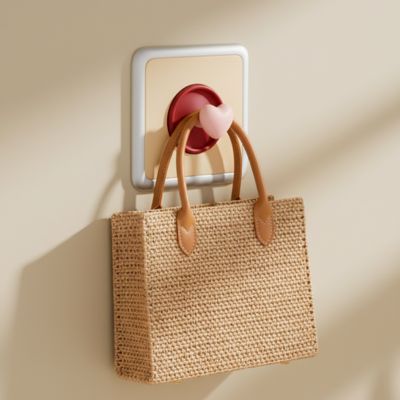 Cache pour prise rouge rose coeur mur sac osier accroché