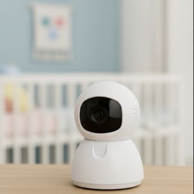Camera bebe base seule table bois lit bébé arrière plan