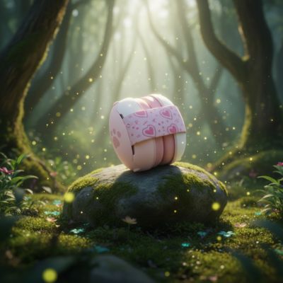 Casque anti bruit bébé rose souple rocher forest enchantée