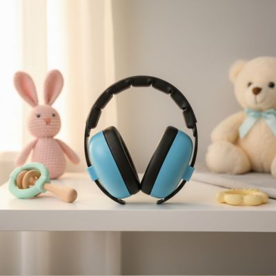 casque anti bruit pour bebe bleu tablette toutou chambre
