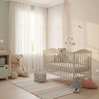 Chambre bébé lit ourson lapin peluche cache pour prise