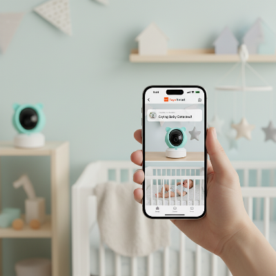 Détection des pleurs baby monitor main maman chambre enfant 