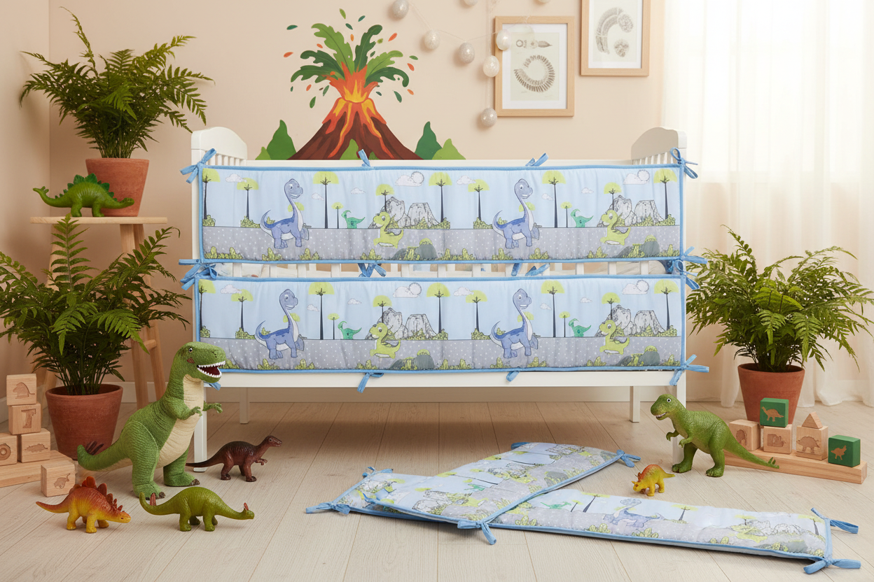 Tour de lit bebe décor chambre enfant dinosaure