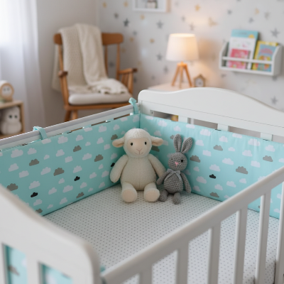 Tour de lit bebe nuages leu chambre enfant décor lapin