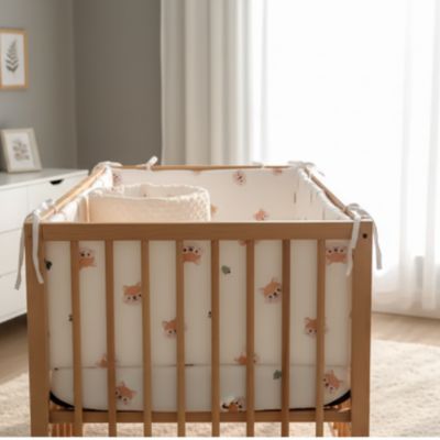 Tour de lit bébé renard bassinette de face