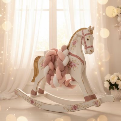 Tour de lit tresse sur cheval bascule