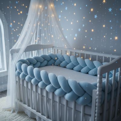 Tresse de lit bébé bleue chambre lumières scintillantes