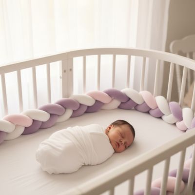 Tresse de lit bébé rose mauve blanc lit bébé endormi
