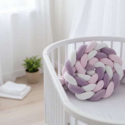 Tresse de lit bébé rose mauve blanc lit