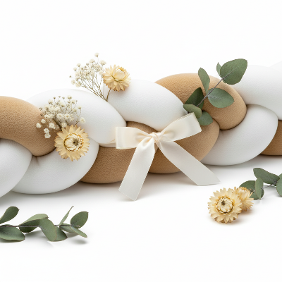 Tresse de lit blanc et chameau au sol décorée