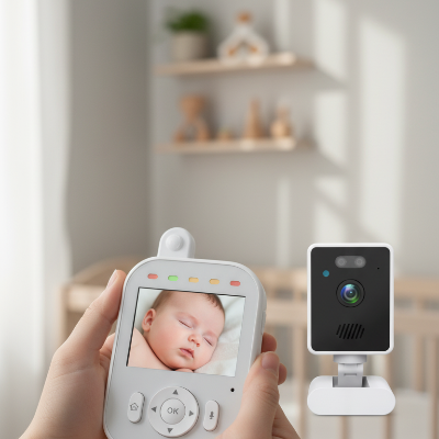 Zoom x2 baby monitor main femme chambre enfant 