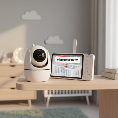 baby monitor chambre enfant tablette bois détection mouvement  alertes instantanées 