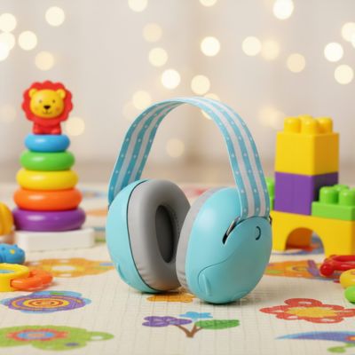 casque anti bruit bébé bleu jouets mignons