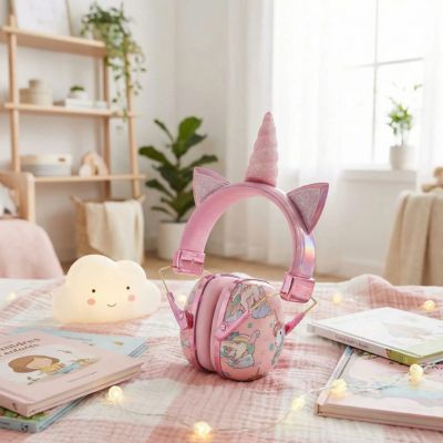 casque anti bruit enfant rose licorne lit chambre