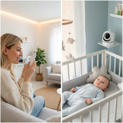 maman communique bébé baby monitor  main bébé écoute